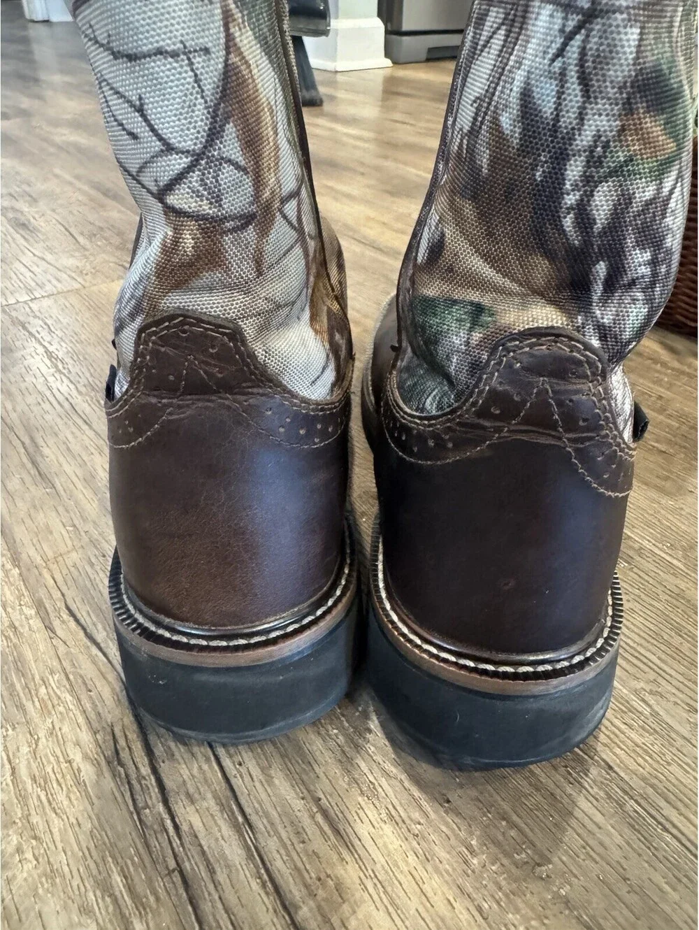 JUSTIN Steel Toe- Men's Size 8D Brown Camo  Waterproof Western Work Boots
